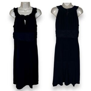 Sangria Black Halter Dress Fabric Flower Keyhole Neckline Empire Waist Women 14